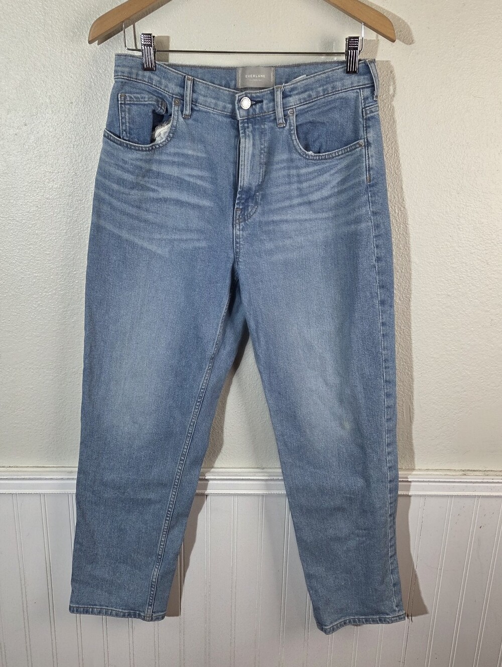 Everlane Cheeky Jean Women's 29 Light Wash High Rise Cropped Straight Leg Mom